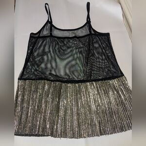 Aaiko JosephineSheer Metallic Foil Spaghetti Strap Top Size XS Y2k Babydoll Goth